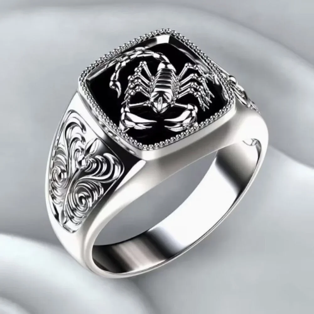 Scorpion Ring 925 Sterling Silver-Plated Men Size 11 Bold Retro Style Hip Hop